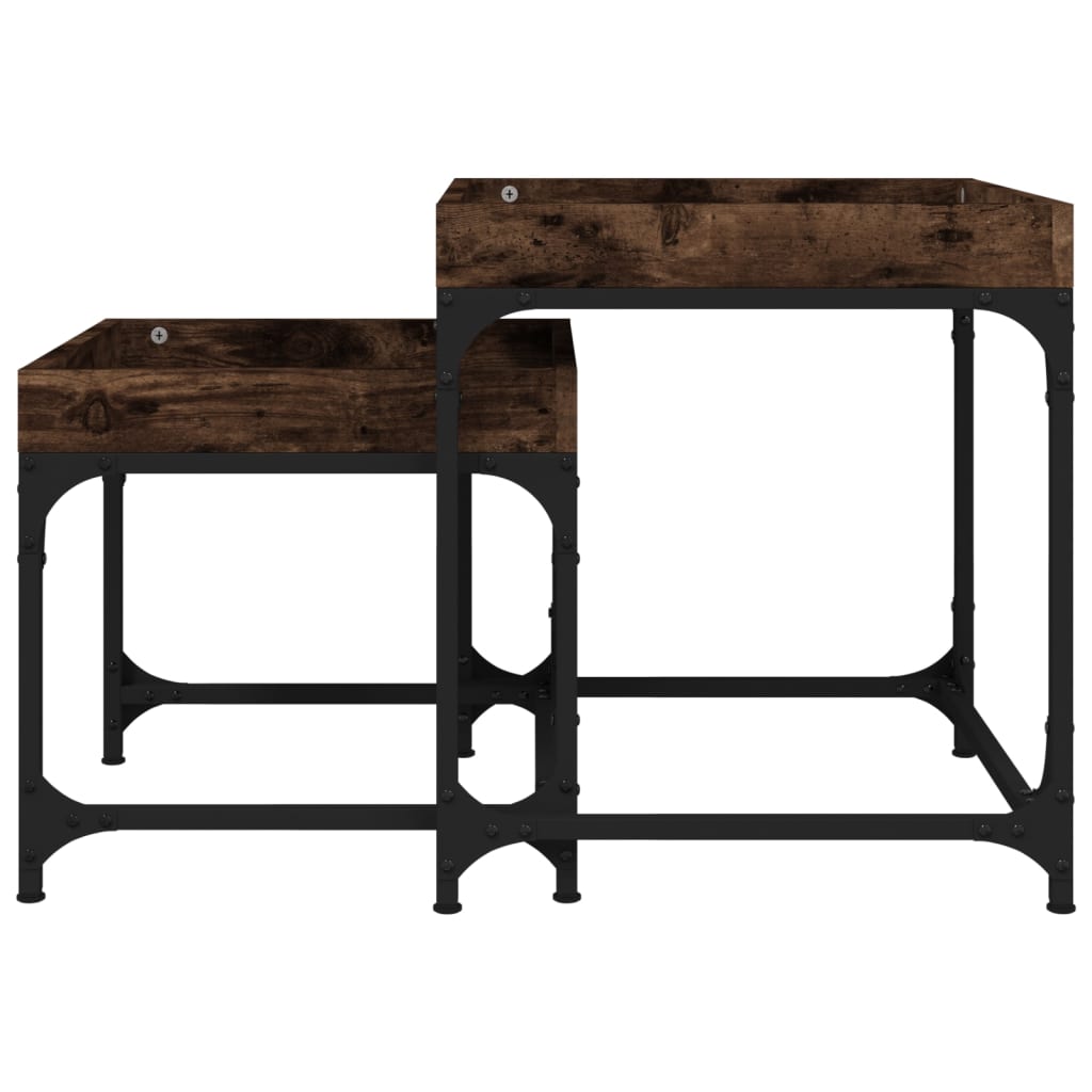 Bijzettafels 2 st bewerkt hout gerookt eikenkleurig is nu te koop bij PeponiXL, paradijselijk wonen!