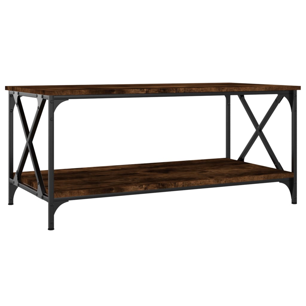 Salontafel 100x50x45 cm bewerkt hout en ijzer gerookt eiken is nu te koop bij PeponiXL, paradijselijk wonen!