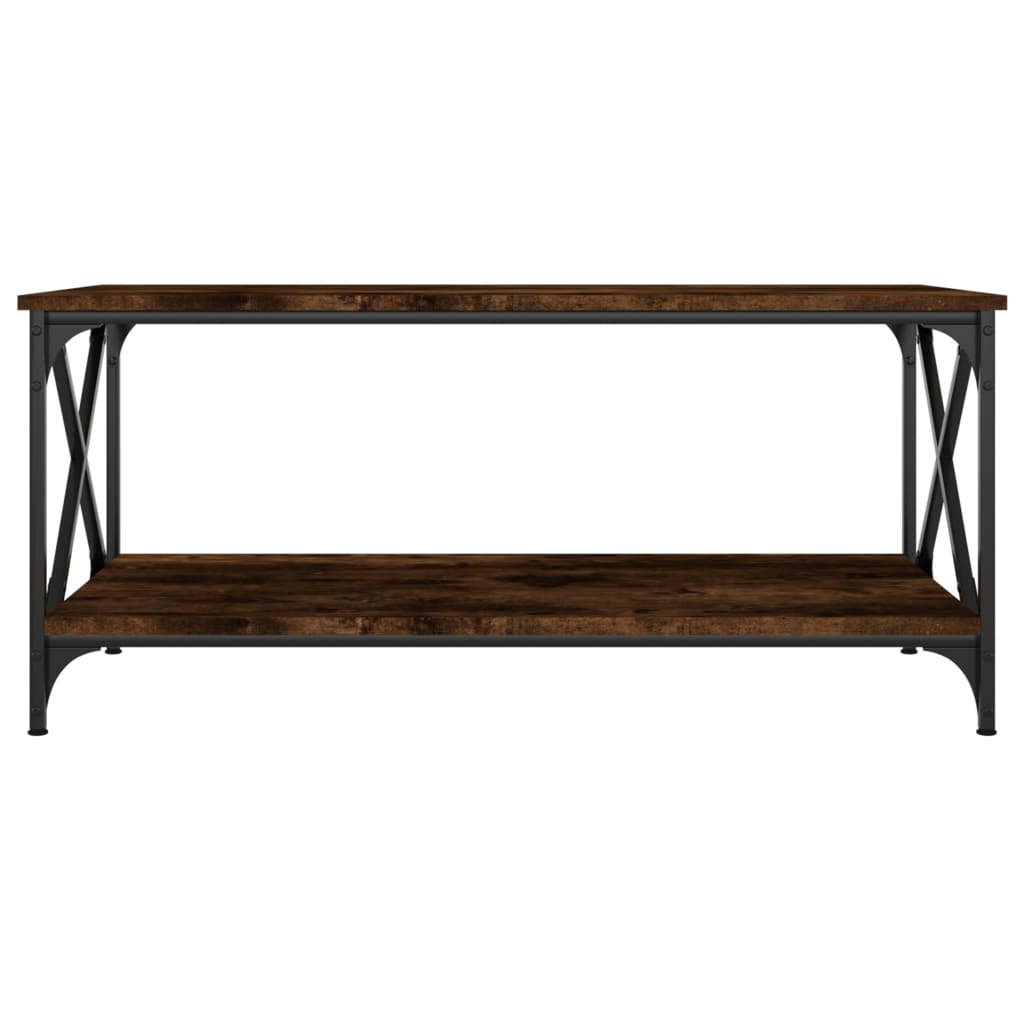 Salontafel 100x50x45 cm bewerkt hout en ijzer gerookt eiken is nu te koop bij PeponiXL, paradijselijk wonen!