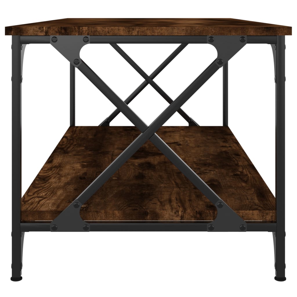 Salontafel 100x50x45 cm bewerkt hout en ijzer gerookt eiken is nu te koop bij PeponiXL, paradijselijk wonen!