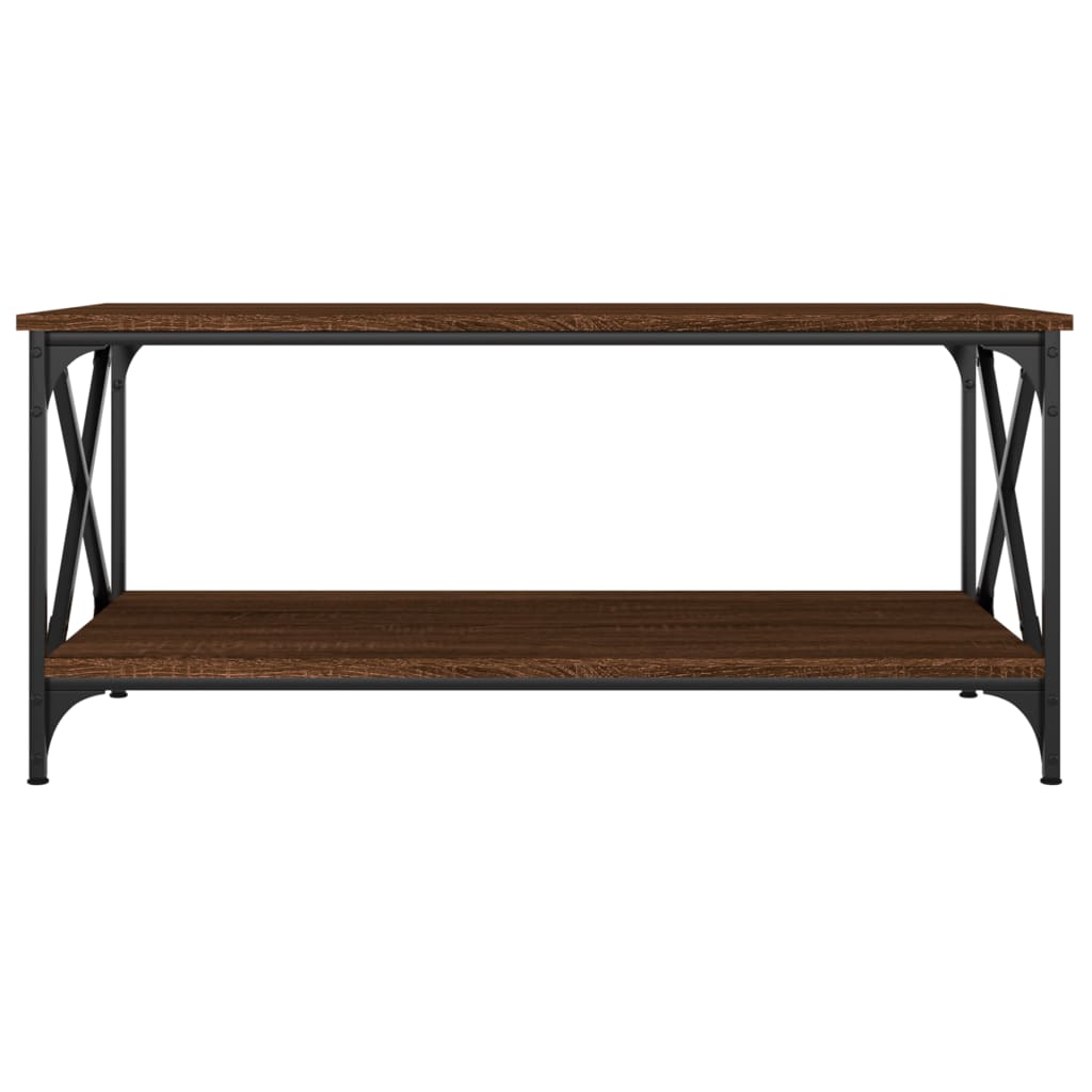 Salontafel 100x50x45 cm bewerkt hout en ijzer bruineikenkleur