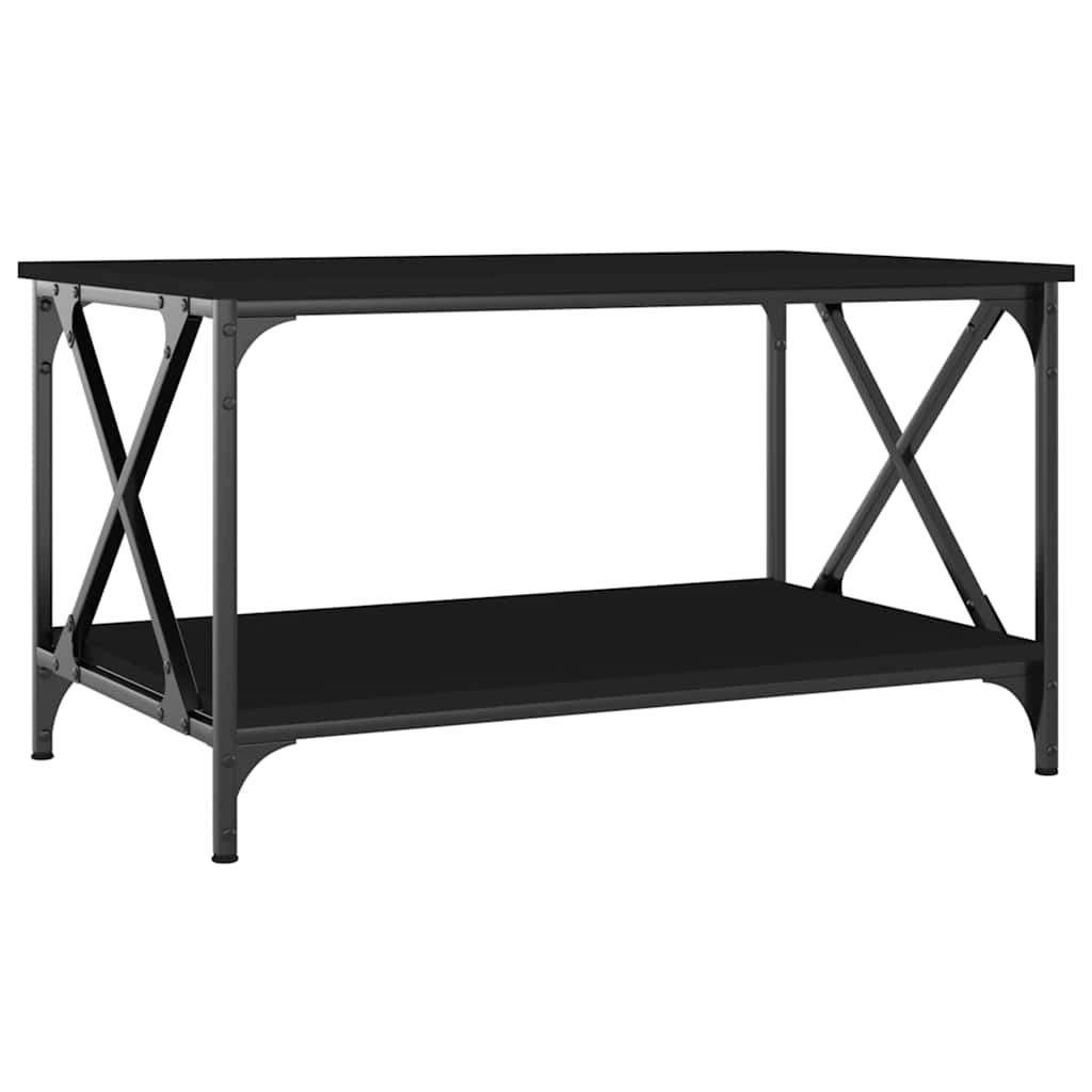 Salontafel 80x50x45 cm bewerkt hout en ijzer zwart is nu te koop bij PeponiXL, paradijselijk wonen!