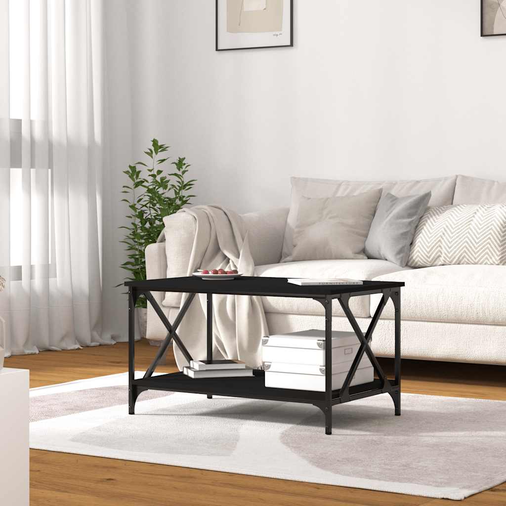 Salontafel 80x50x45 cm bewerkt hout en ijzer zwart is nu te koop bij PeponiXL, paradijselijk wonen!