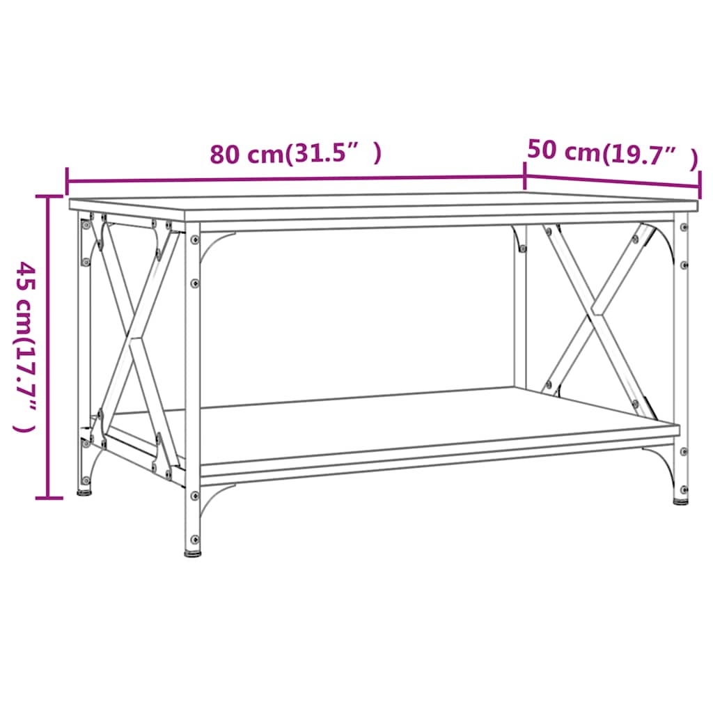 Salontafel 80x50x45 cm bewerkt hout en ijzer zwart is nu te koop bij PeponiXL, paradijselijk wonen!