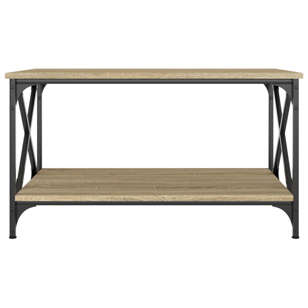 Salontafel 80x50x45 cm bewerkt hout en ijzer sonoma eikenkleur