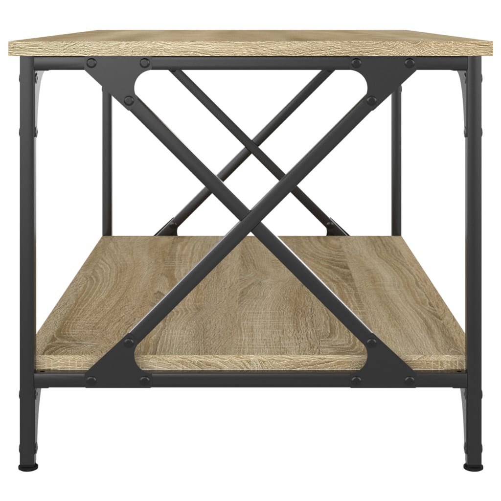 Salontafel 80x50x45 cm bewerkt hout en ijzer sonoma eikenkleur