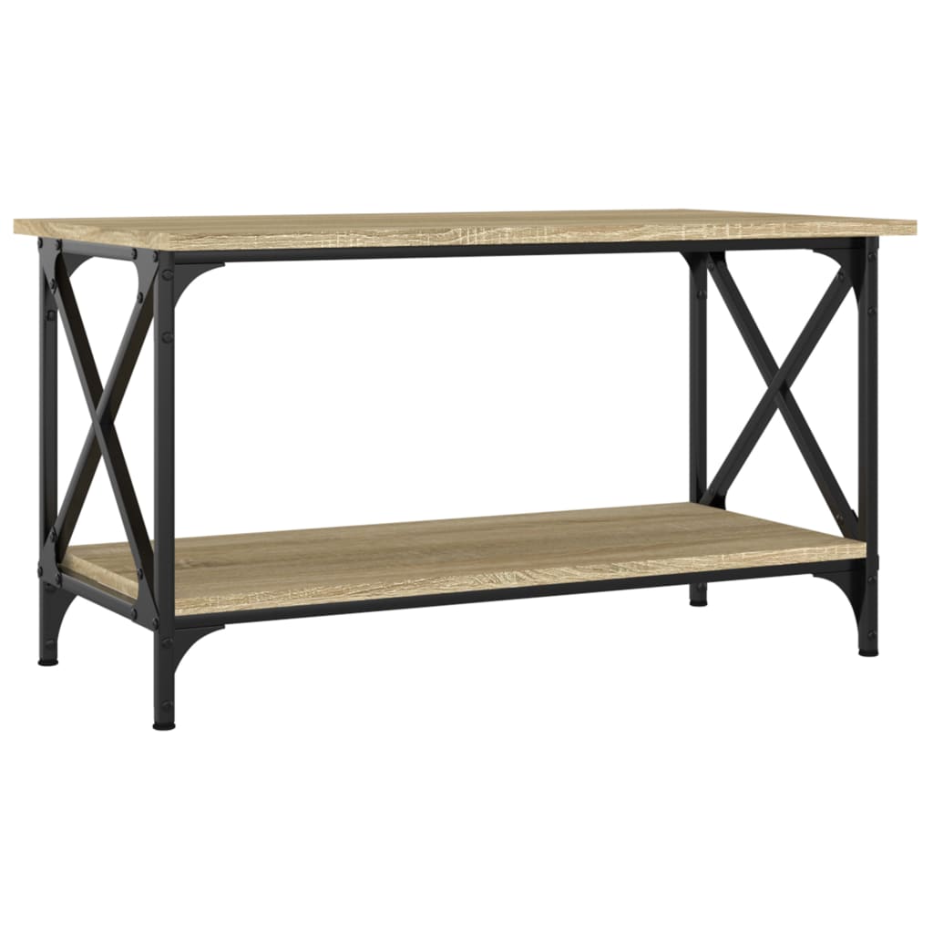 Salontafel 80x45x45 cm bewerkt hout en ijzer sonoma eikenkleur is nu te koop bij PeponiXL, paradijselijk wonen!