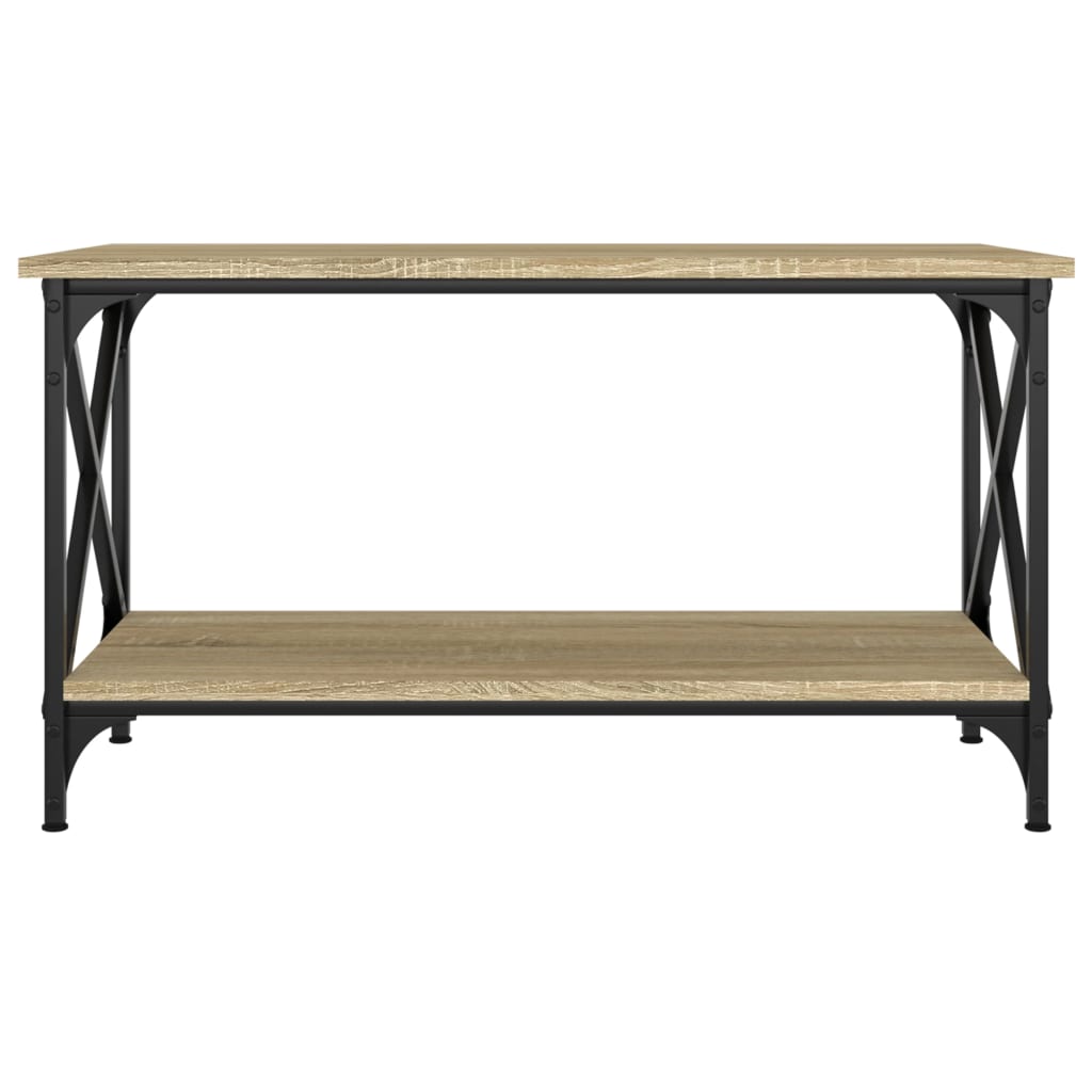 Salontafel 80x45x45 cm bewerkt hout en ijzer sonoma eikenkleur is nu te koop bij PeponiXL, paradijselijk wonen!