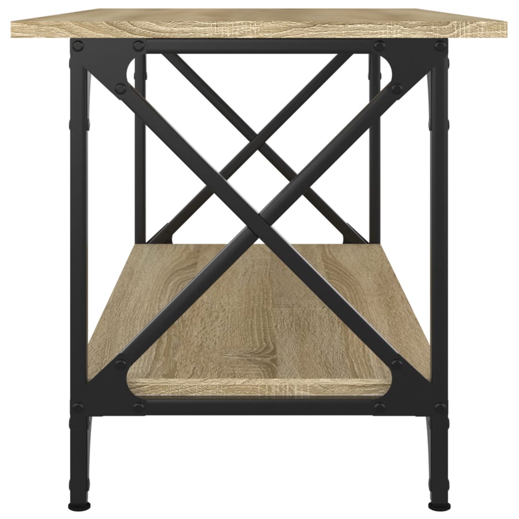 Salontafel 80x45x45 cm bewerkt hout en ijzer sonoma eikenkleur is nu te koop bij PeponiXL, paradijselijk wonen!