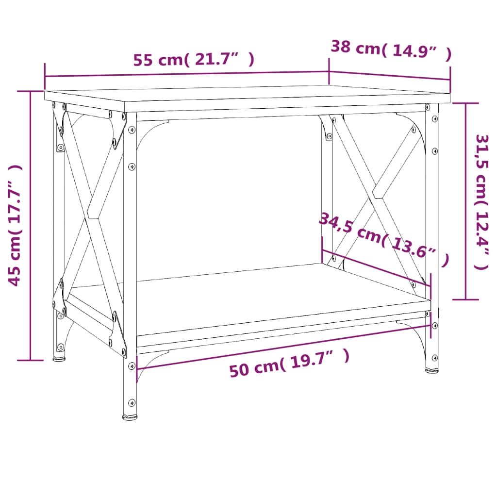 Bijzettafel 55x38x45 cm bewerkt hout sonoma eikenkleurig is nu te koop bij PeponiXL, paradijselijk wonen!