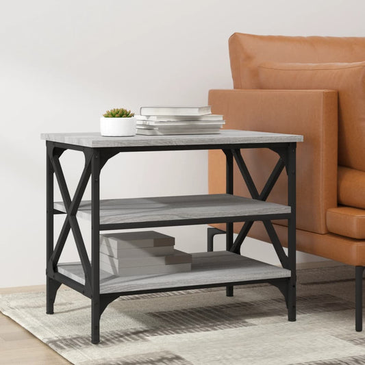 Bijzettafel 55x38x45 cm bewerkt hout grijs sonoma eikenkleurig is nu te koop bij PeponiXL, paradijselijk wonen!