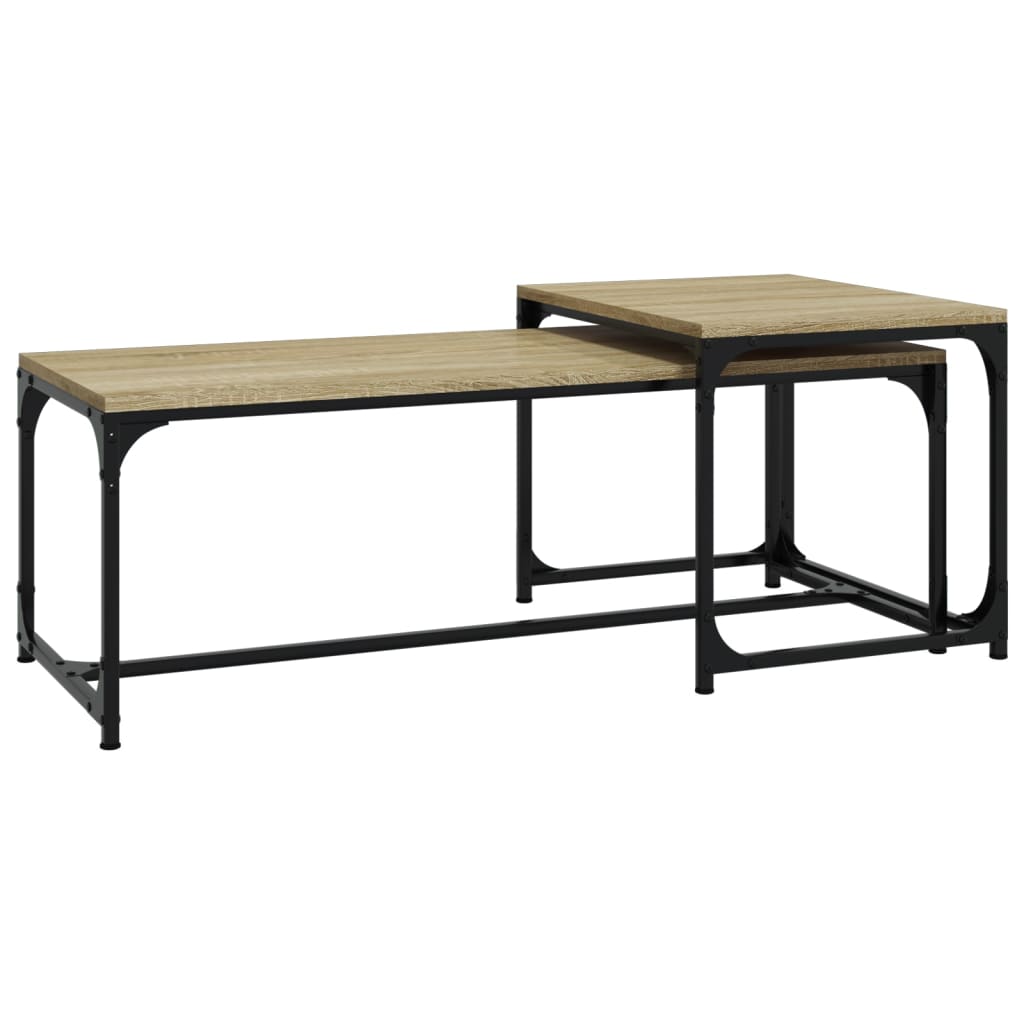 Salontafels 2 st bewerkt hout sonoma eikenkleurig is nu te koop bij PeponiXL, paradijselijk wonen!
