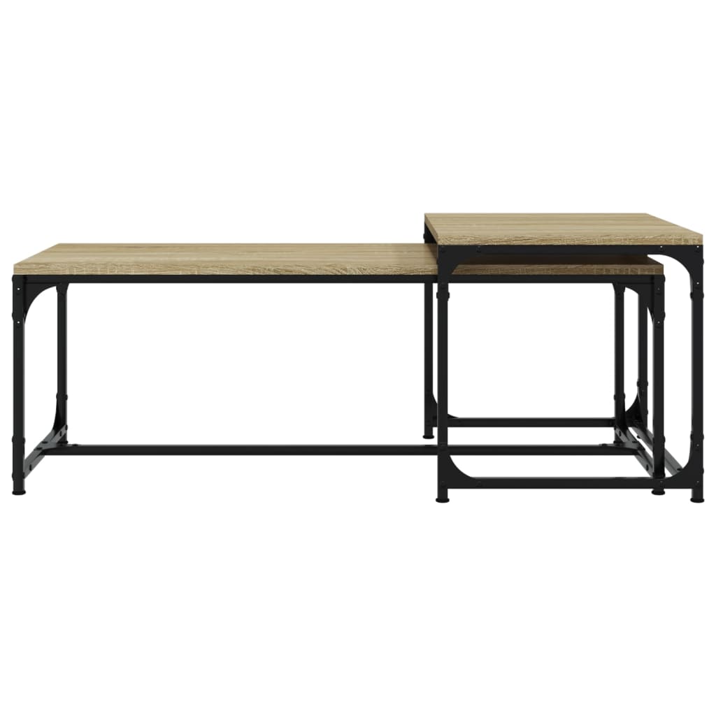 Salontafels 2 st bewerkt hout sonoma eikenkleurig is nu te koop bij PeponiXL, paradijselijk wonen!