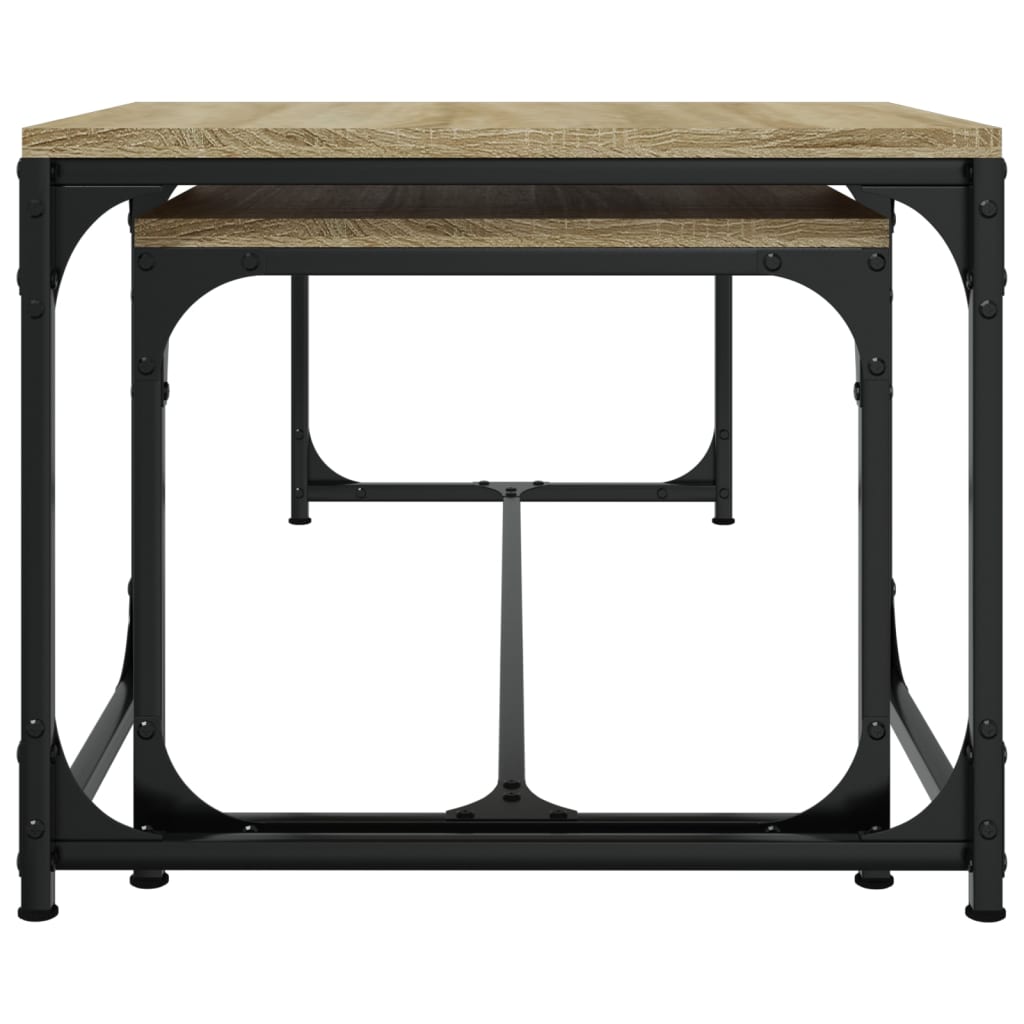 Salontafels 2 st bewerkt hout sonoma eikenkleurig is nu te koop bij PeponiXL, paradijselijk wonen!