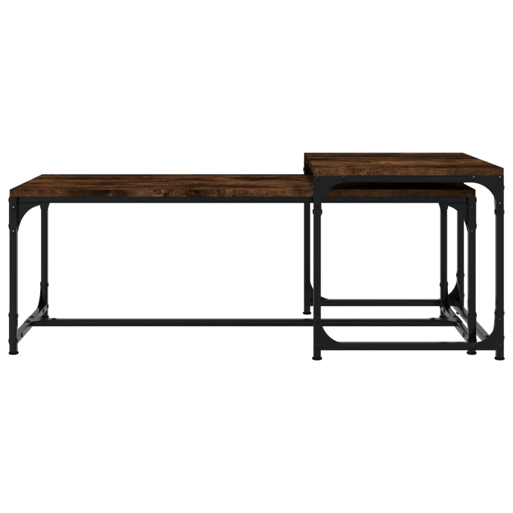 Salontafels 2 st bewerkt hout gerookt eikenkleurig is nu te koop bij PeponiXL, paradijselijk wonen!