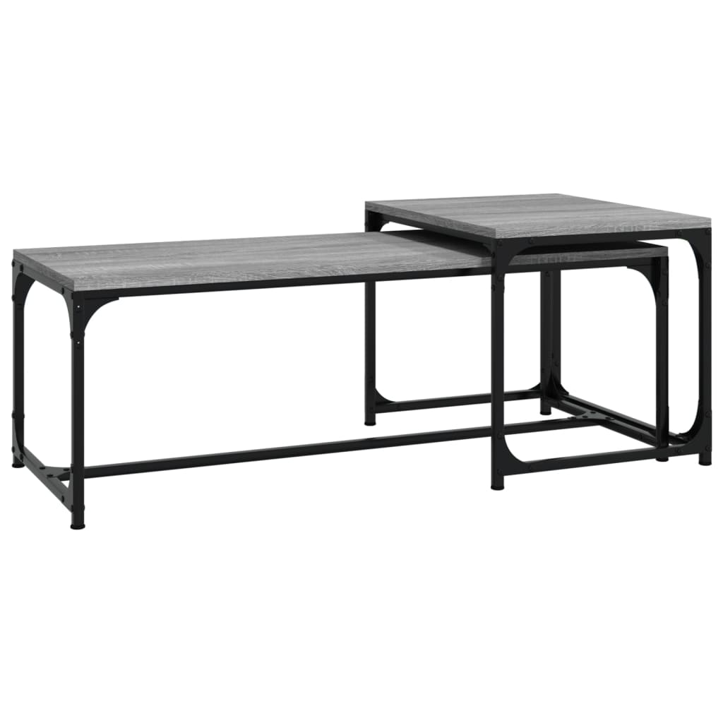 Salontafels 2 st bewerkt hout grijs sonoma eikenkleurig is nu te koop bij PeponiXL, paradijselijk wonen!