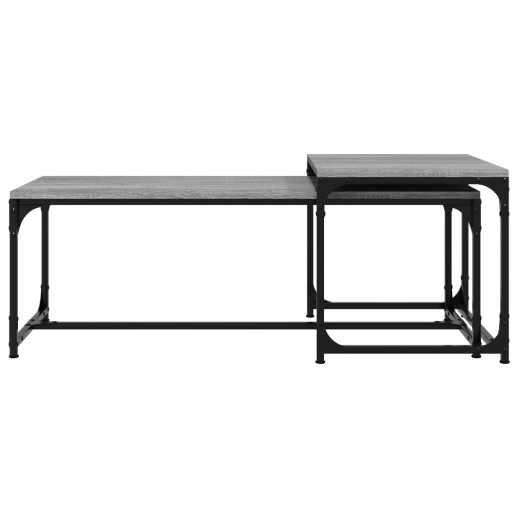 Salontafels 2 st bewerkt hout grijs sonoma eikenkleurig is nu te koop bij PeponiXL, paradijselijk wonen!