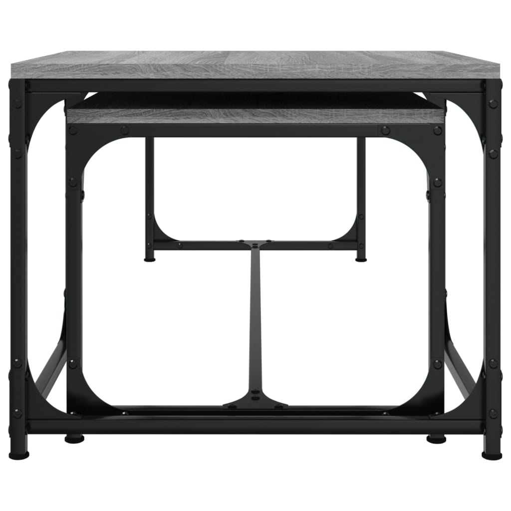 Salontafels 2 st bewerkt hout grijs sonoma eikenkleurig is nu te koop bij PeponiXL, paradijselijk wonen!