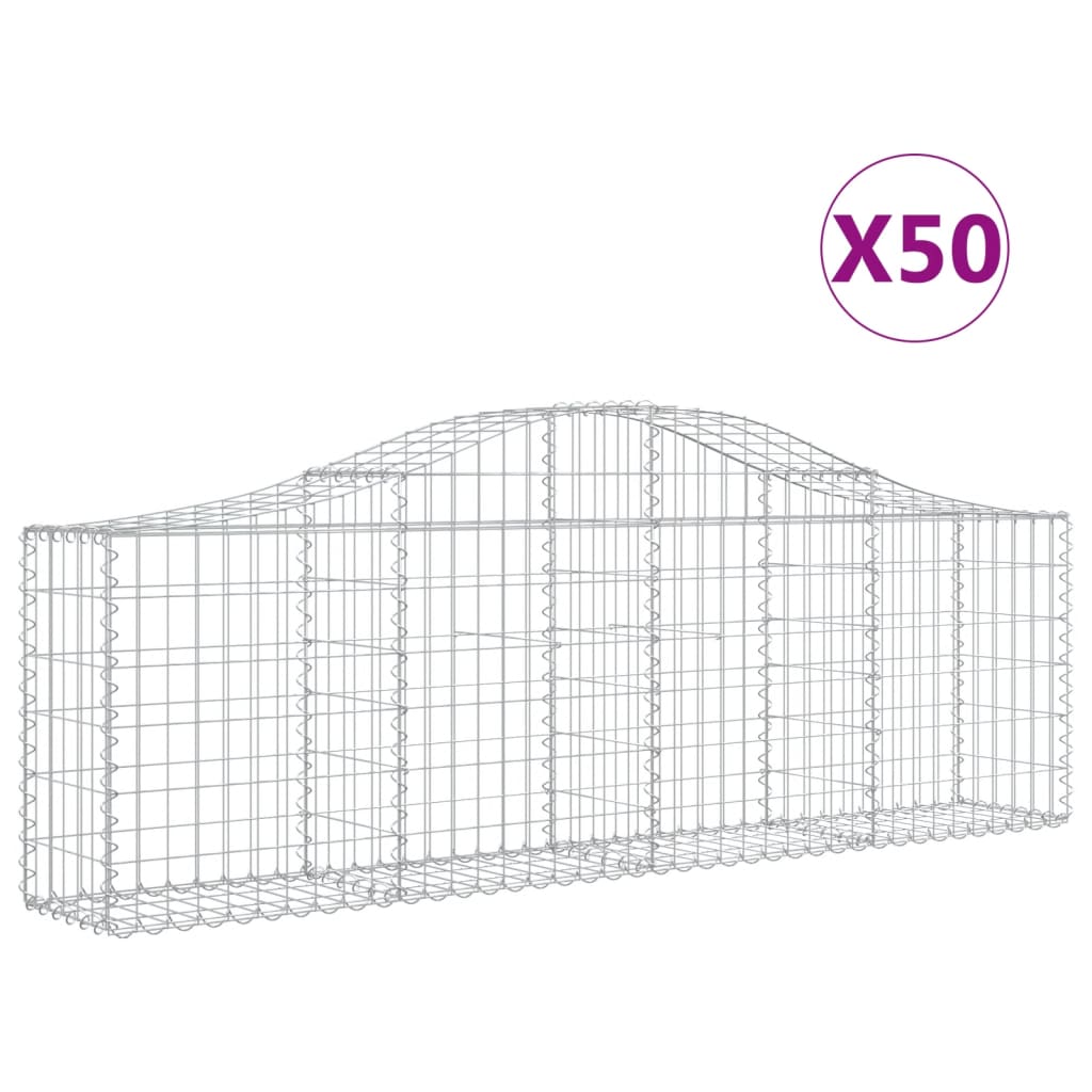 Schanskorven 50 st gewelfd 200x30x60/80 cm gegalvaniseerd ijzer is nu te koop bij PeponiXL, paradijselijk wonen!
