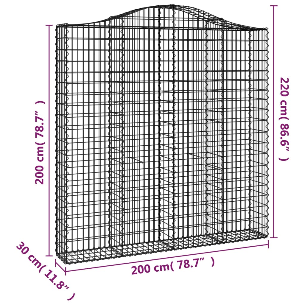 Schanskorven 3 st gewelfd 200x30x200/220 cm ijzer is nu te koop bij PeponiXL, paradijselijk wonen!