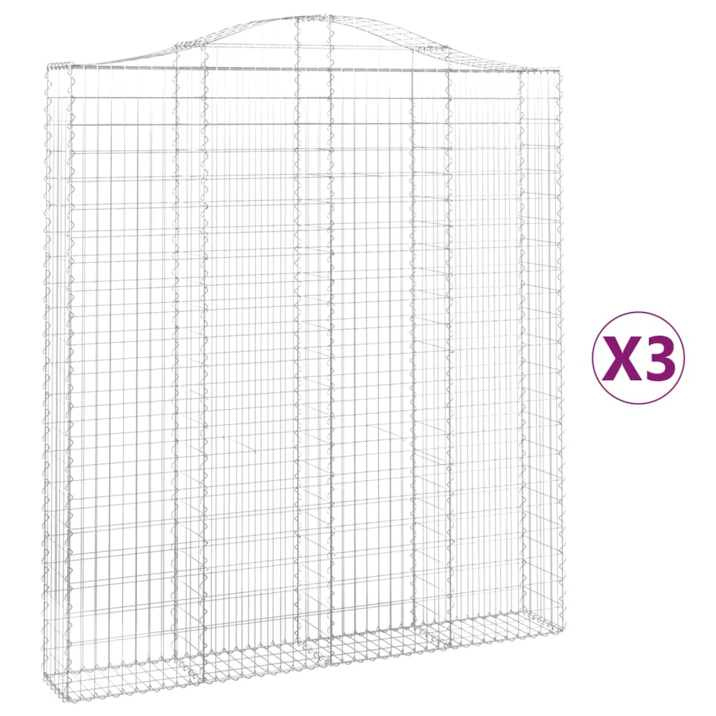 Schanskorven 3 st gewelfd 200x30x220/240 cm ijzer is nu te koop bij PeponiXL, paradijselijk wonen!