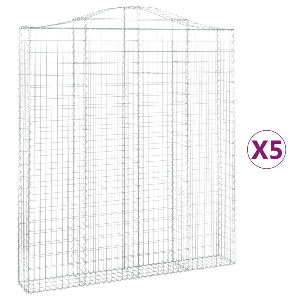 Schanskorven 5 st gewelfd 200x30x220/240 cm ijzer is nu te koop bij PeponiXL, paradijselijk wonen!