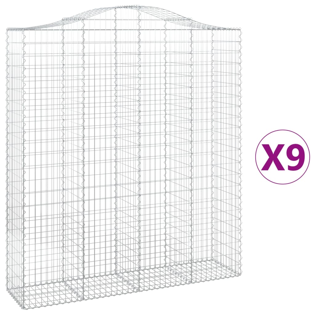 Schanskorven 9 st gewelfd 200x50x220/240 cm ijzer is nu te koop bij PeponiXL, paradijselijk wonen!
