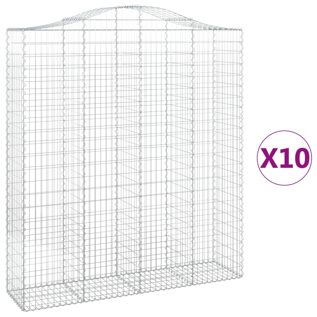 Schanskorven 10 st gewelfd 200x50x220/240 cm ijzer is nu te koop bij PeponiXL, paradijselijk wonen!