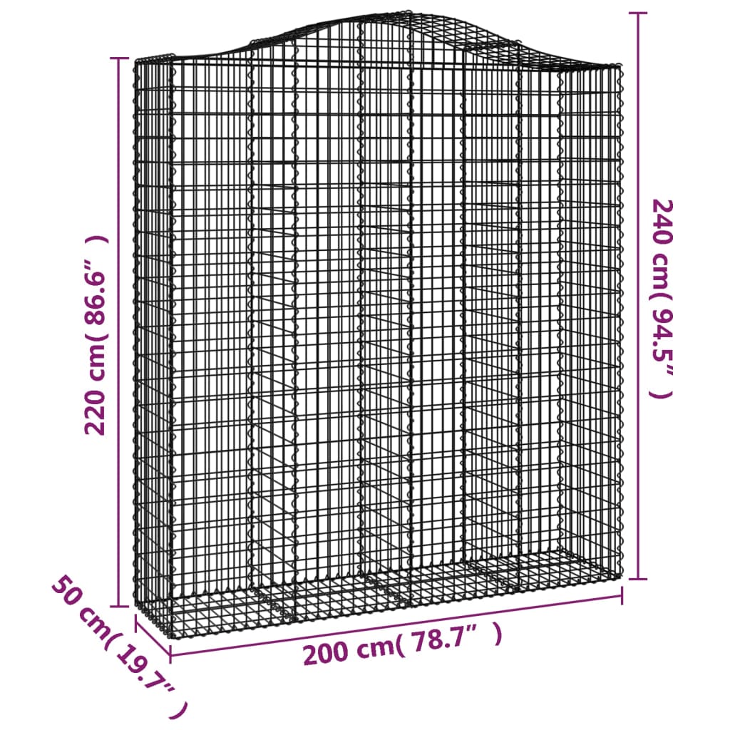 Schanskorven 10 st gewelfd 200x50x220/240 cm ijzer is nu te koop bij PeponiXL, paradijselijk wonen!