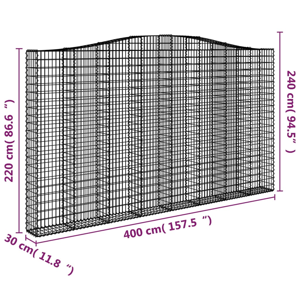 Schanskorven 7 st gewelfd 400x30x220/240 cm ijzer is nu te koop bij PeponiXL, paradijselijk wonen!