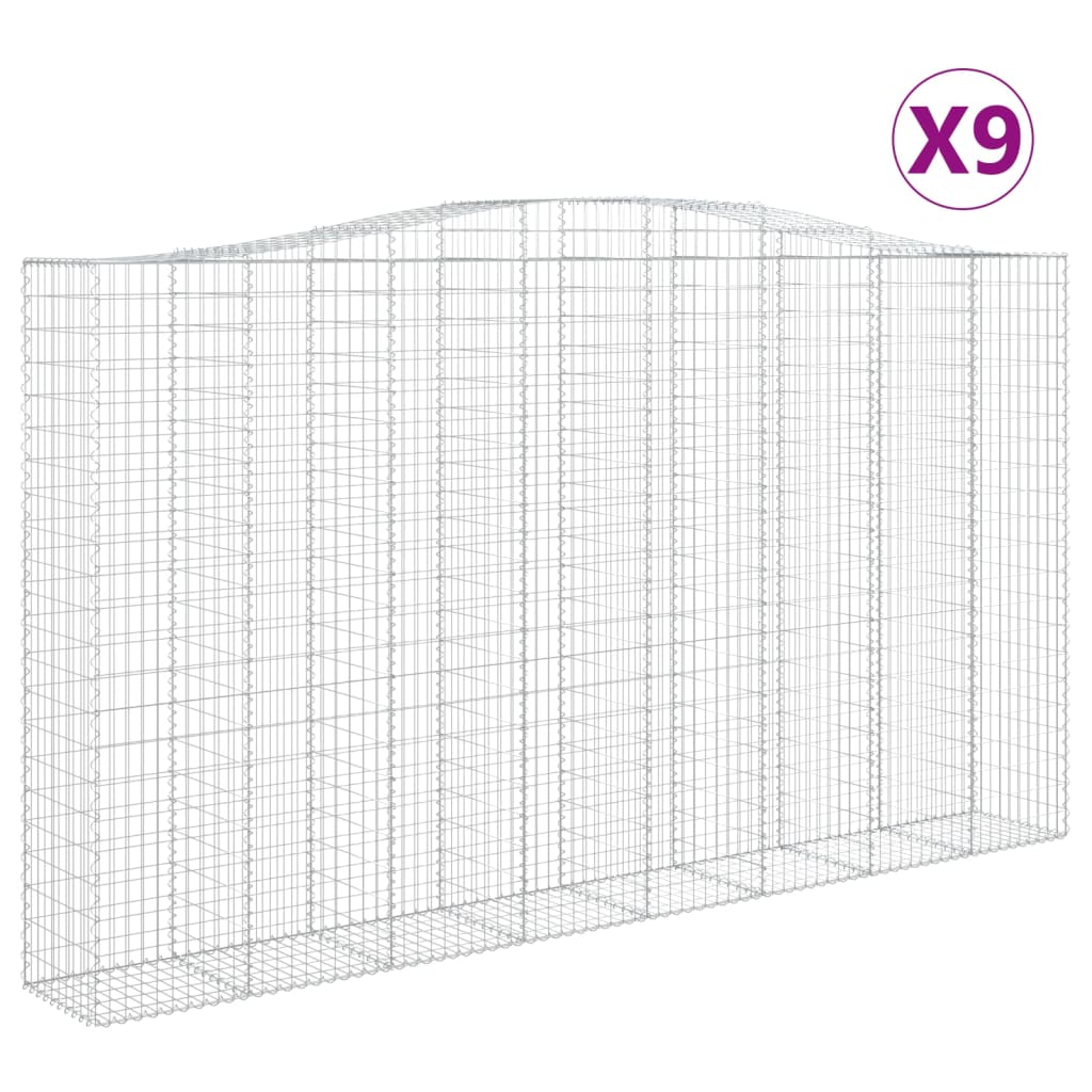 Schanskorven 9 st gewelfd 400x50x220/240 cm ijzer is nu te koop bij PeponiXL, paradijselijk wonen!
