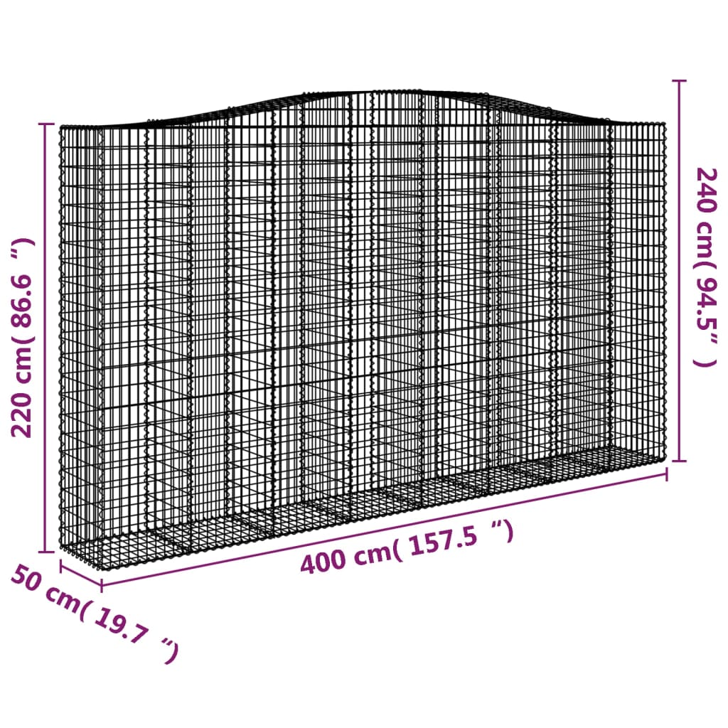 Schanskorven 9 st gewelfd 400x50x220/240 cm ijzer is nu te koop bij PeponiXL, paradijselijk wonen!