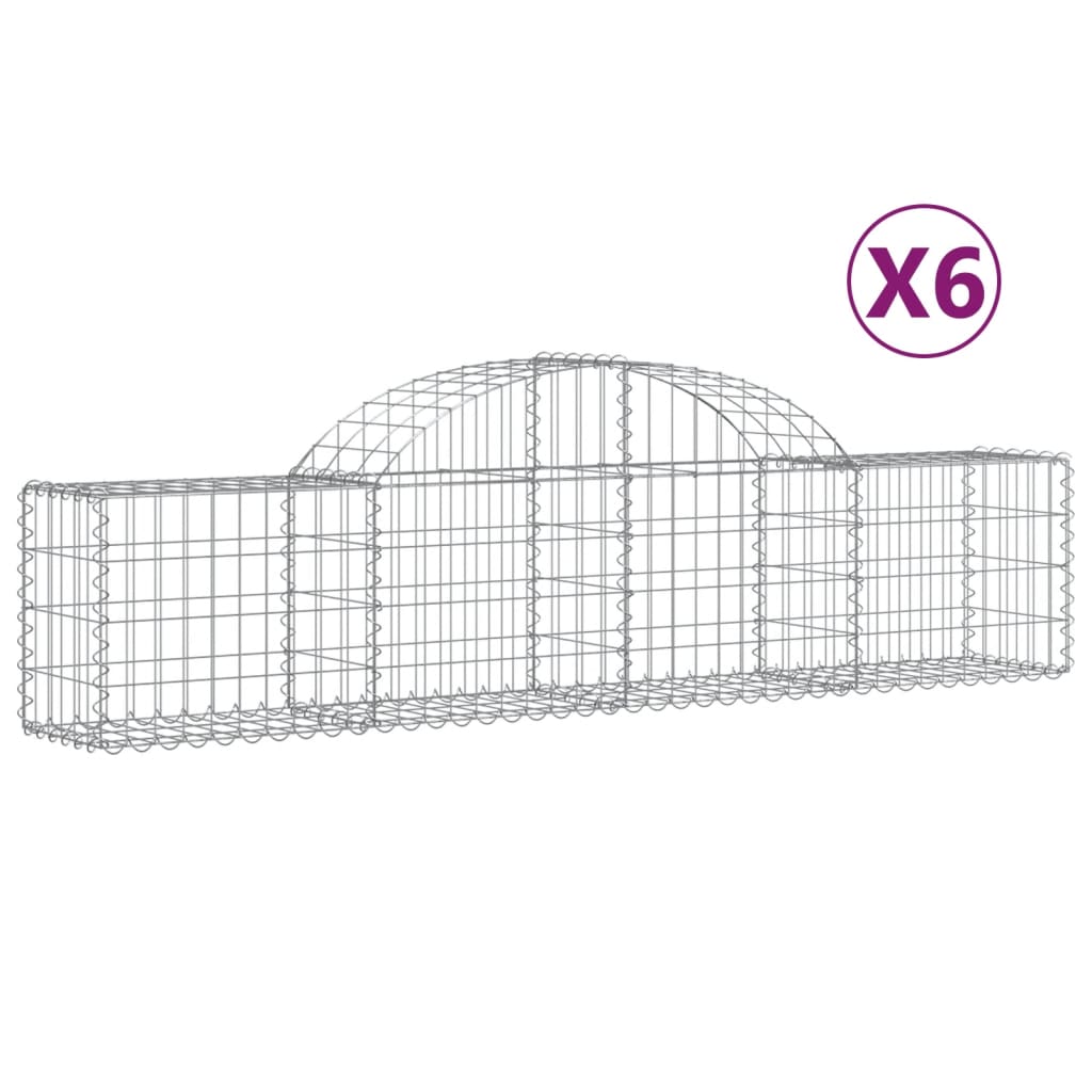 Schanskorven 6 st gewelfd 200x30x40/60 cm gegalvaniseerd ijzer is nu te koop bij PeponiXL, paradijselijk wonen!