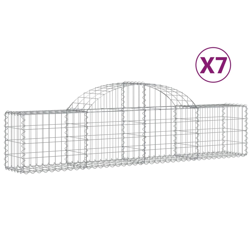 Schanskorven 7 st gewelfd 200x30x40/60 cm gegalvaniseerd ijzer is nu te koop bij PeponiXL, paradijselijk wonen!