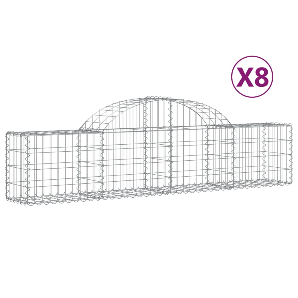 Schanskorven 8 st gewelfd 200x30x40/60 cm gegalvaniseerd ijzer is nu te koop bij PeponiXL, paradijselijk wonen!