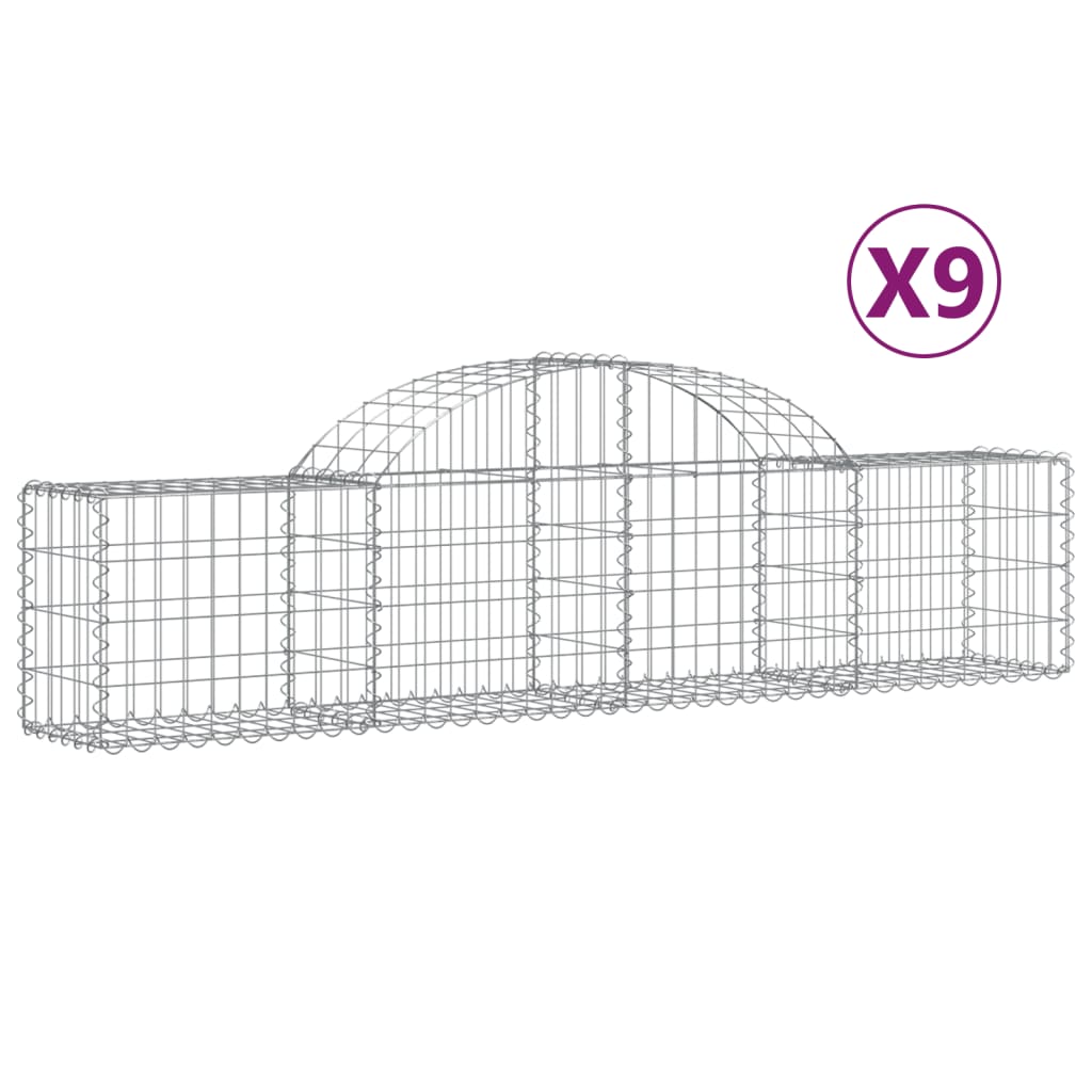 Schanskorven 9 st gewelfd 200x30x40/60 cm gegalvaniseerd ijzer is nu te koop bij PeponiXL, paradijselijk wonen!