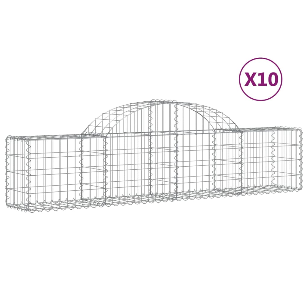 Schanskorven 10 st gewelfd 200x30x40/60 cm gegalvaniseerd ijzer is nu te koop bij PeponiXL, paradijselijk wonen!