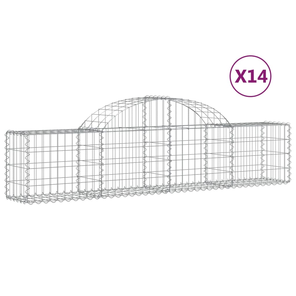 Schanskorven 14 st gewelfd 200x30x40/60 cm gegalvaniseerd ijzer is nu te koop bij PeponiXL, paradijselijk wonen!