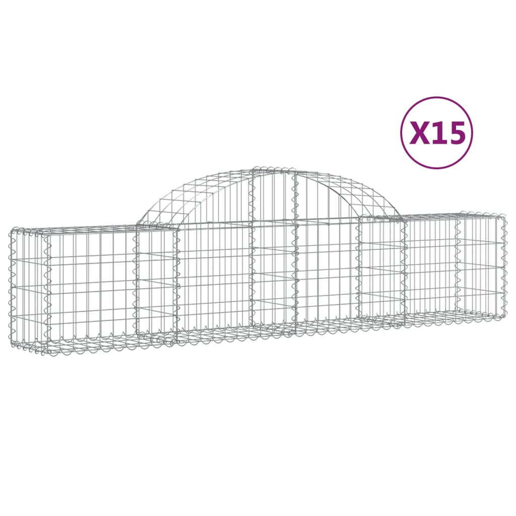Schanskorven 15 st gewelfd 200x30x40/60 cm gegalvaniseerd ijzer is nu te koop bij PeponiXL, paradijselijk wonen!