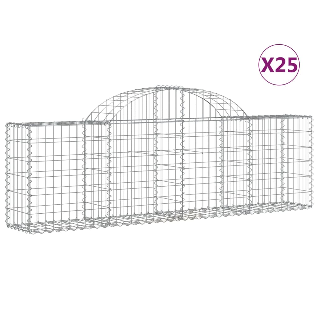 Schanskorven 25 st gewelfd 200x30x60/80 cm gegalvaniseerd ijzer is nu te koop bij PeponiXL, paradijselijk wonen!