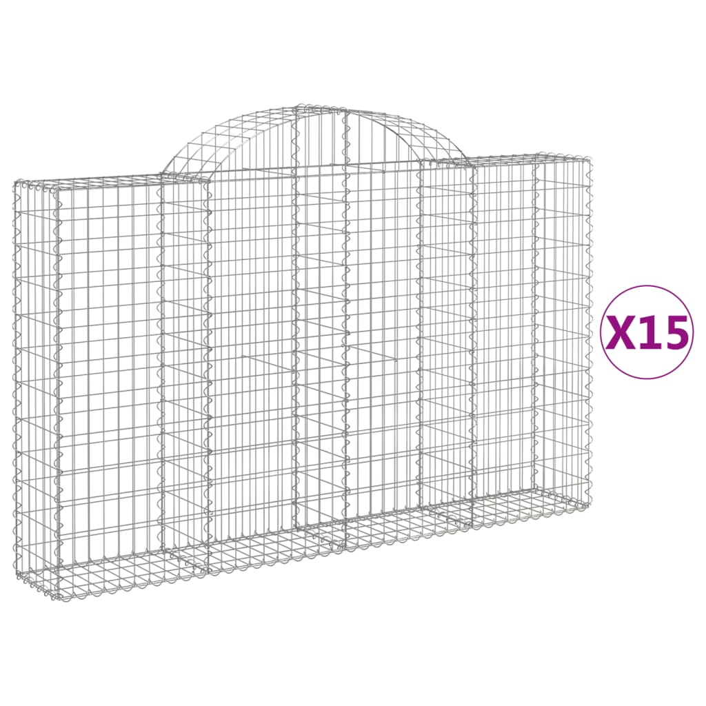 Schanskorven 15 st gewelfd 200x30x120/140 cm ijzer is nu te koop bij PeponiXL, paradijselijk wonen!