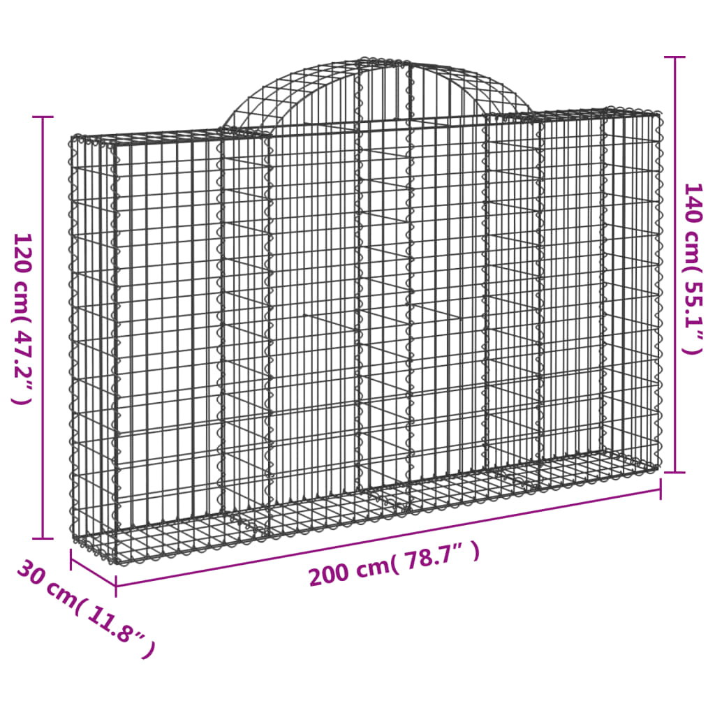 Schanskorven 18 st gewelfd 200x30x120/140 cm ijzer is nu te koop bij PeponiXL, paradijselijk wonen!