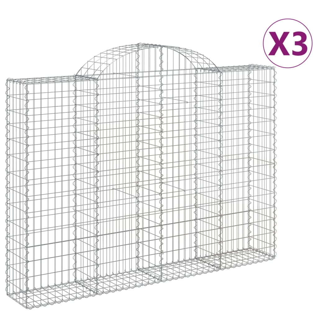 Schanskorven 3 st gewelfd 200x30x140/160 cm ijzer is nu te koop bij PeponiXL, paradijselijk wonen!