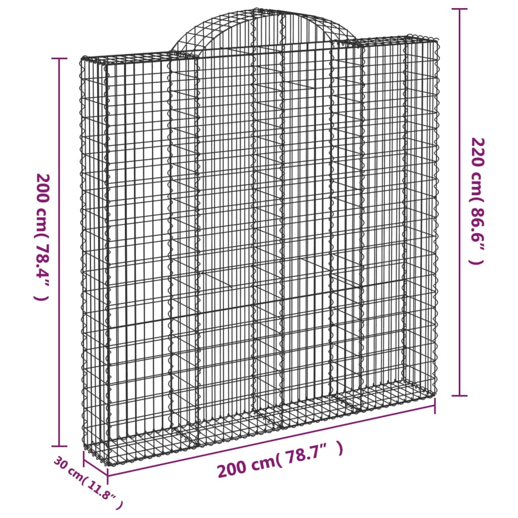 Schanskorven 2 st gewelfd 200x30x200/220 cm ijzer is nu te koop bij PeponiXL, paradijselijk wonen!