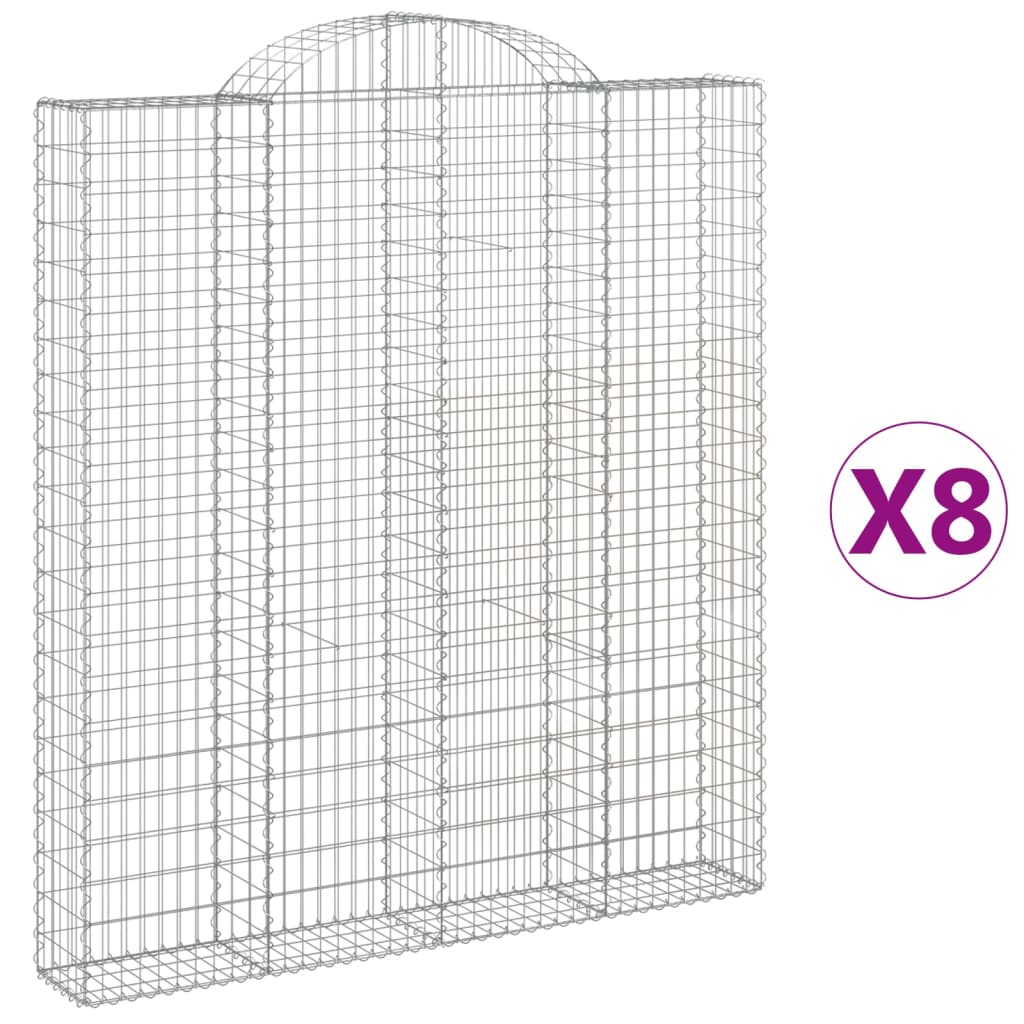 Schanskorven 8 st gewelfd 200x30x220/240 cm ijzer is nu te koop bij PeponiXL, paradijselijk wonen!
