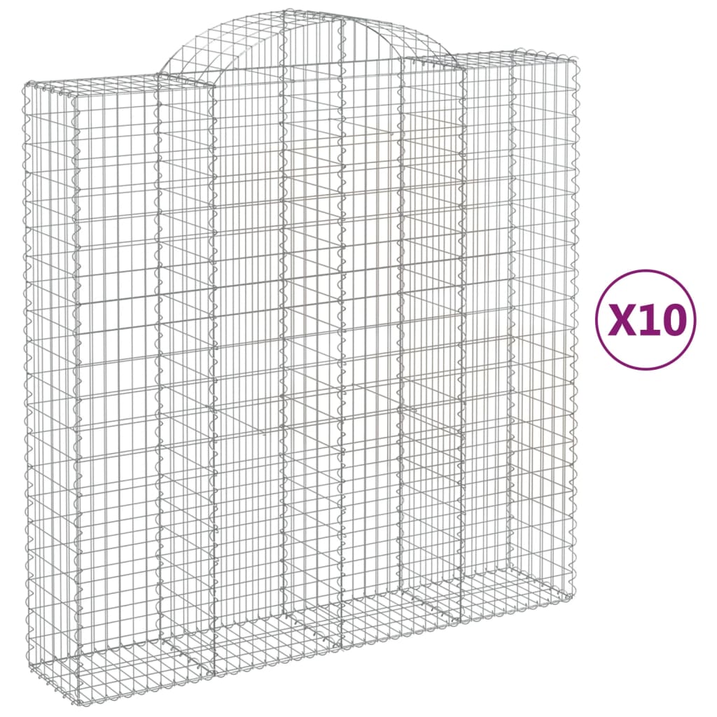 Schanskorven 10 st gewelfd 200x50x200/220 cm ijzer is nu te koop bij PeponiXL, paradijselijk wonen!