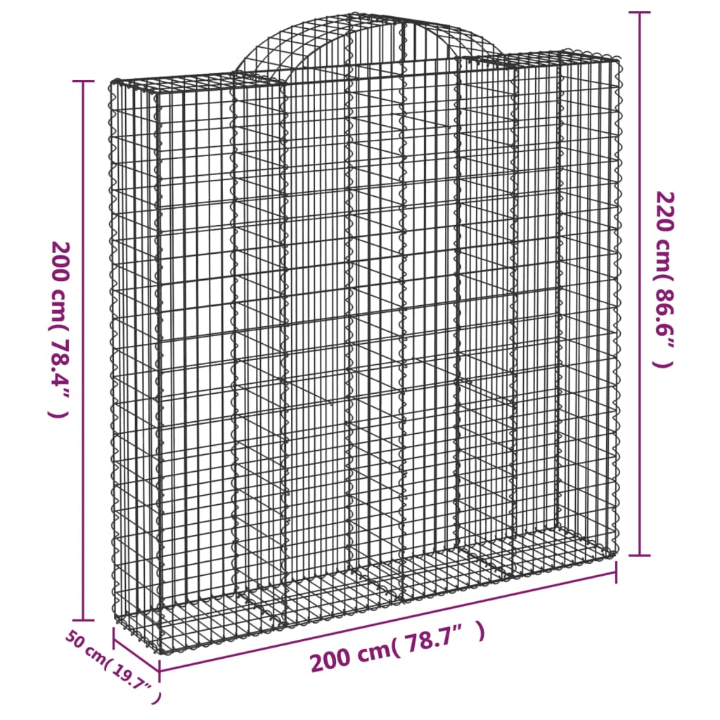 Schanskorven 10 st gewelfd 200x50x200/220 cm ijzer is nu te koop bij PeponiXL, paradijselijk wonen!