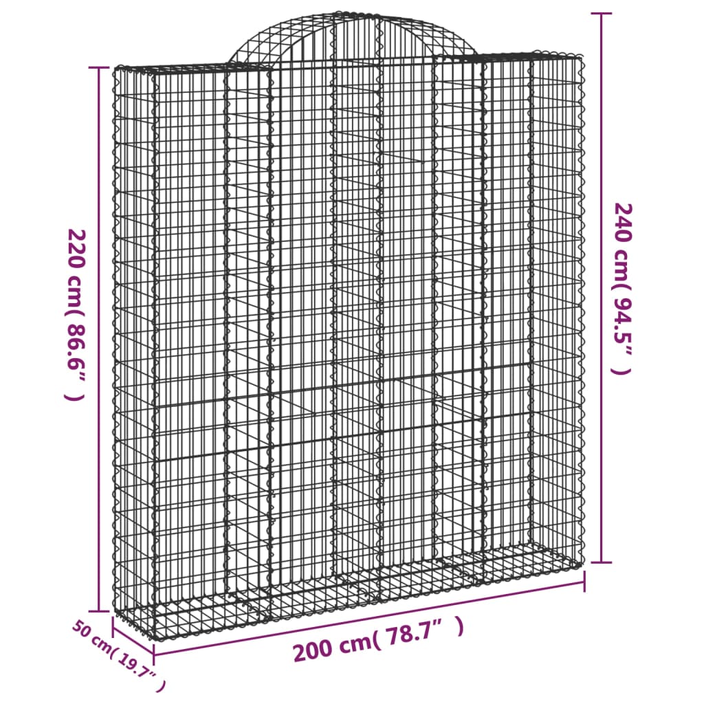Schanskorven 8 st gewelfd 200x50x220/240 cm ijzer is nu te koop bij PeponiXL, paradijselijk wonen!