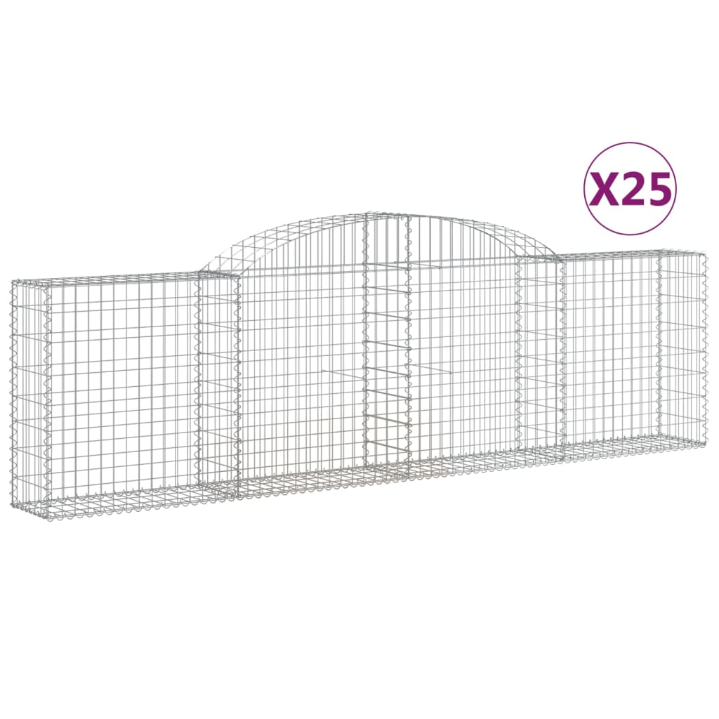 Schanskorven 25 st gewelfd 300x30x80/100 cm ijzer is nu te koop bij PeponiXL, paradijselijk wonen!