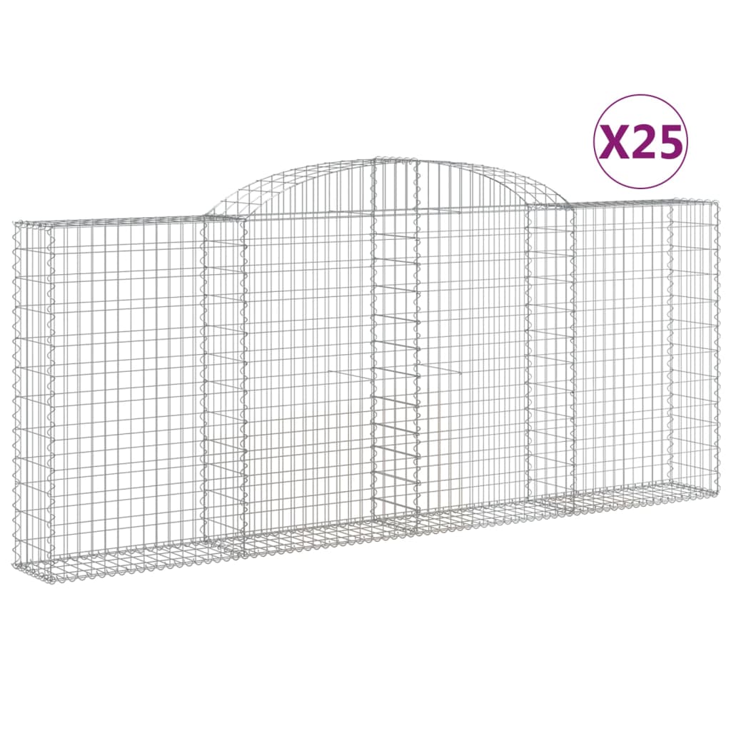 Schanskorven 25 st gewelfd 300x30x120/140 cm ijzer is nu te koop bij PeponiXL, paradijselijk wonen!